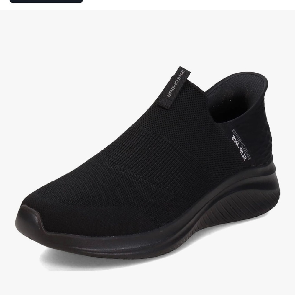 Skechers Black Knit Slip-On Shoes